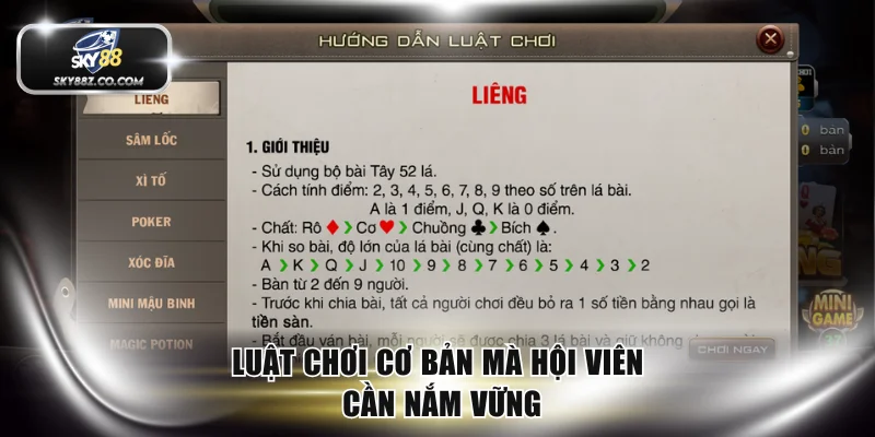 Luật chơi cơ bản mà hội viên cần nắm vững