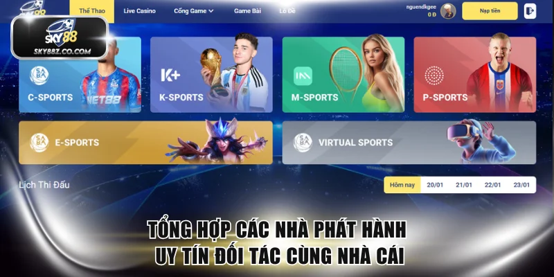 Tổng hợp các nhà phát hành uy tín đối tác cùng nhà cái